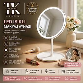 LED Işıklı Dokunmatik Makyaj Aynası | 3 Renk Işık Modlu Masaüstü Ayna