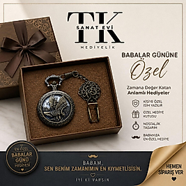 Kişiye Özel İsim Yazılı Kartal Tasarımlı Nostaljik Köstekli Cep Saati