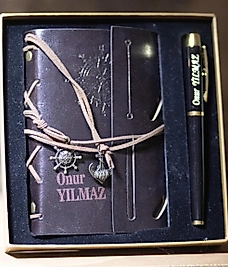 Kişiye Özel Kahverengi Deri Defter Kalem Seti – Vintage Hediye