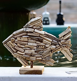 Driftwood Balık – El Yapımı Bohem Ofis & İş Yeri Dekor Hediyesi