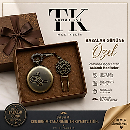 Kişiye Özel İsim Yazılı Osmanlı Tuğralı Nostaljik Köstekli Cep Saati