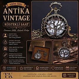 Kişiye Özel Hayat Ağacı Köstekli Saat | Antika Cep Saati